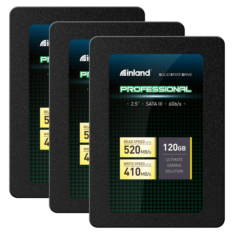 INLAND Professional 3 Pack 120GB SSD 3D TLC NAND SATA III 6GB/s 2.5" Internal Solid State Drive (3x120GB) - Image 1